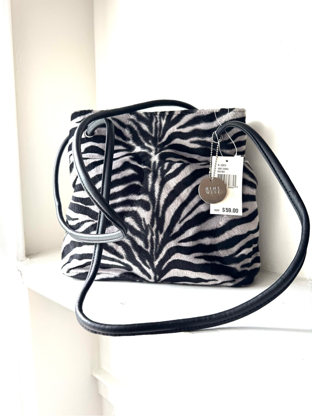 Nine West Black & White Zebra Print Shoulder Bag